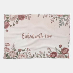 Blush Pink “Baked with Love” Kitchen Towel