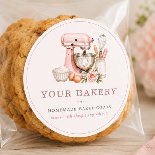 Blush Pink Bakery Cake Mixer Floral Business Label