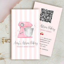 Blush Pink Bakery Mixer Stripes Pattern QR Code