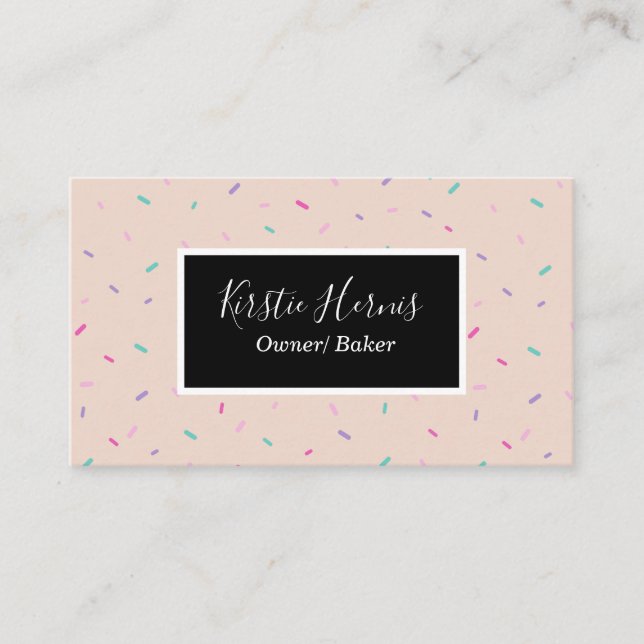 Blush Pink Bakery Pastry Chef Modern Business Card (Front)
