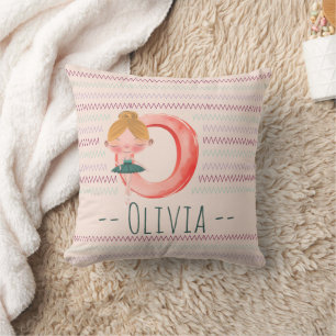 Blush Pink Ballerina Monogram O – Personalised Art Cushion