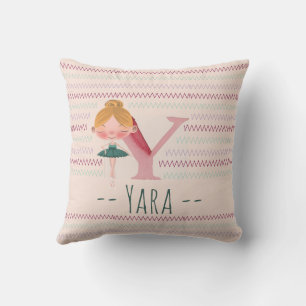 Blush Pink Ballerina Monogram Y – Personalised Art Cushion