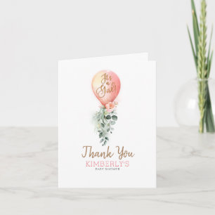 Blush Pink Balloon Baby Shower Thank You Card