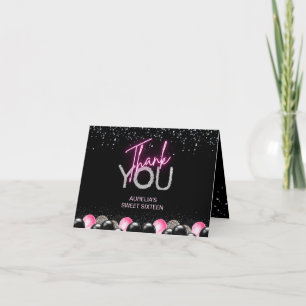 Blush Pink Balloon Diamonds Sweet 16 Sixteen Thank You Card