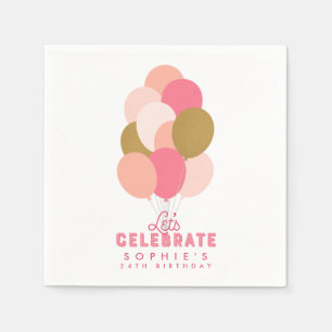 Blush Pink Balloons Let's Celebrate Birthday Napkin