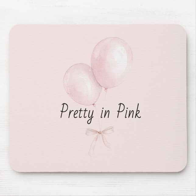 Blush Pink Balloons with Bow Mouse Mat (Front)