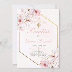 Blush Pink Baptism Girl Invitation