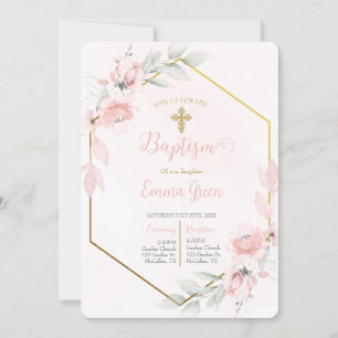 Blush Pink Baptism Girl Invitation