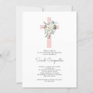 Blush Pink Baptism girl invitation