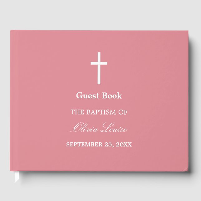Blush Pink Baptism Guest Book (Front)