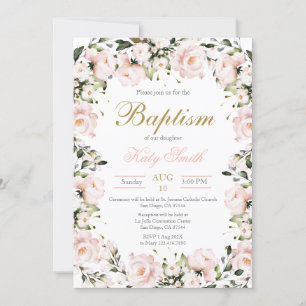 Blush Pink Baptism invitation