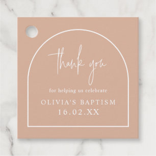 Blush Pink Baptism Minimal Arch Thank You Custom Favour Tags