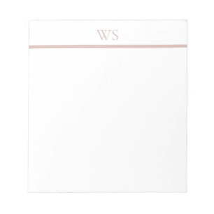 Blush Pink Bar Monogram Personalised Notepad
