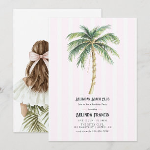 Blush Pink Beach Club Birthday Party Invitation