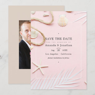 Blush Pink Beach Wedding Photo Save The Date