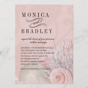 Blush Pink Beach Wedding   Seashell Dreams Invitation