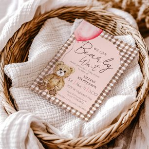 Blush Pink Bearly Wait Girl Baby Shower Invitation