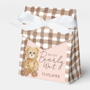 Blush Pink Bearly Wait Teddy Bear Baby Shower Favour Box