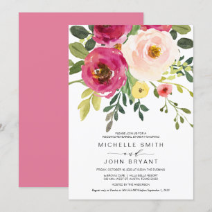 Blush Pink Beauty Floral, Wedding Rehearsal Dinner Invitation