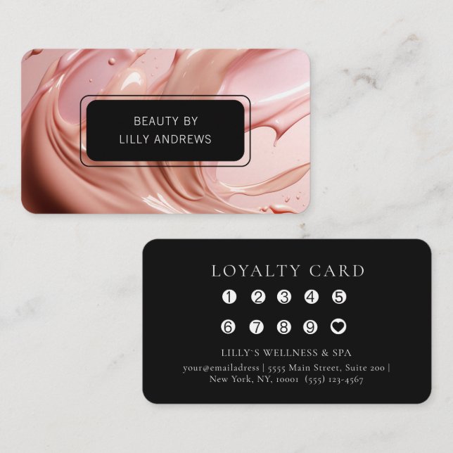 Blush Pink Beauty Heart Salon 10 Loyalty Card (Front/Back)