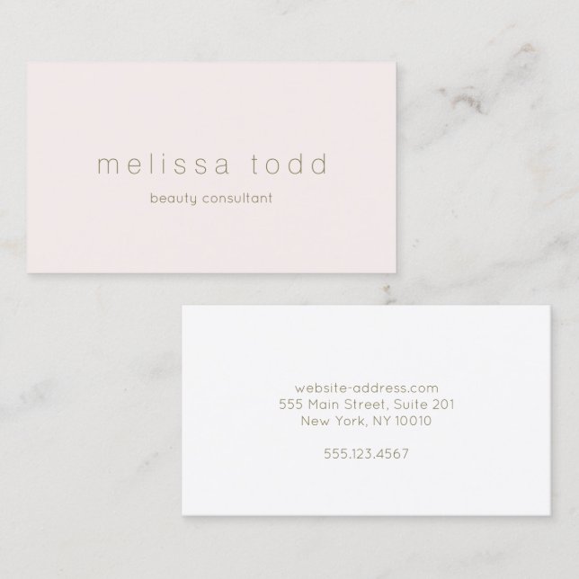 Blush Pink Beauty Minimalist  Business Card (Front/Back)