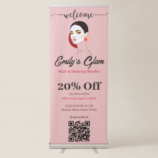 Blush Pink Beauty Salon Custom Name Retractable Ba Banner