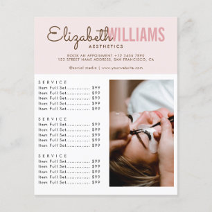 Blush Pink Beauty Salon Price List Flyer