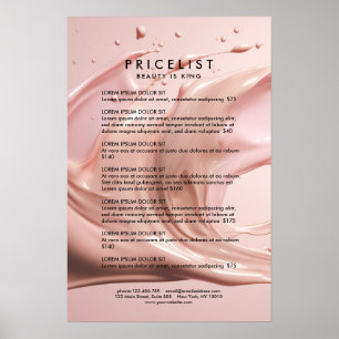 Blush Pink Beauty Salon Price List Poster