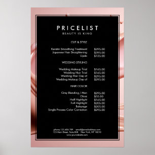 Blush Pink Beauty Salon Price List Poster