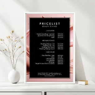 Blush Pink Beauty Salon Price List  Poster