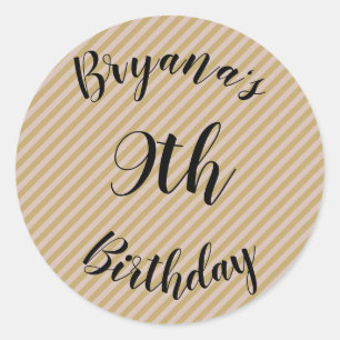 Blush Pink Beige & Light Gold Stripes Party Classic Round Sticker