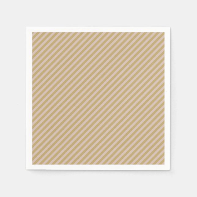 Blush Pink Beige & Light Gold Stripes Party Napkin (Front)