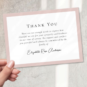 Blush Pink Bereavement Sympathy Funeral Thank You Card