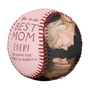 Blush Pink Best Mom Mother`s Day 2 Photo Baseball