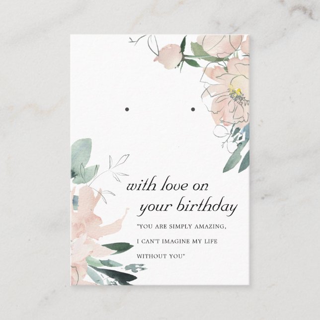 BLUSH PINK BIRTHDAY FRIEND EARRING DISPLAY CARD (Front)