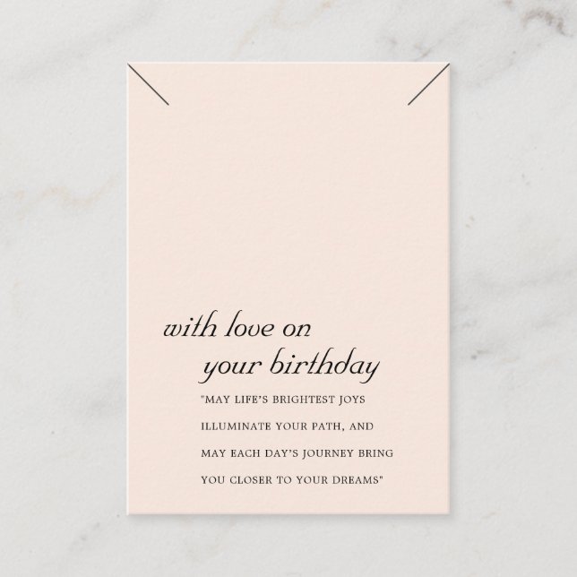 BLUSH PINK BIRTHDAY GIFT NECKLACE DISPLAY CARD (Front)