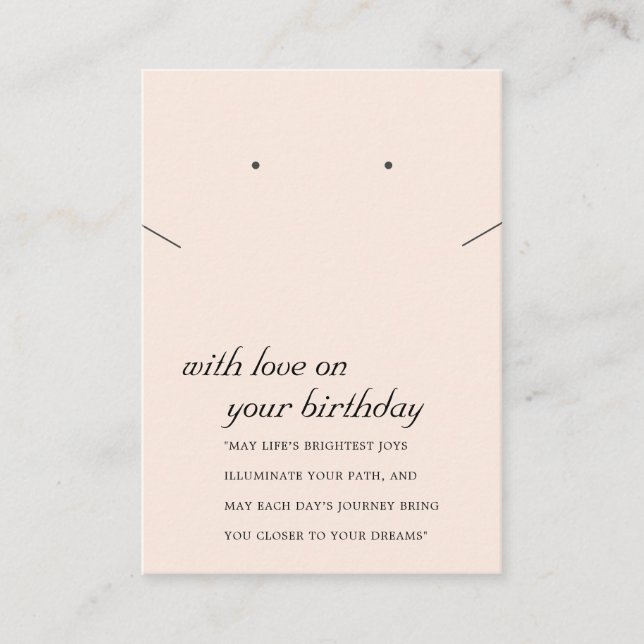BLUSH PINK BIRTHDAY GIFT NECKLACE EARRING CARD (Front)