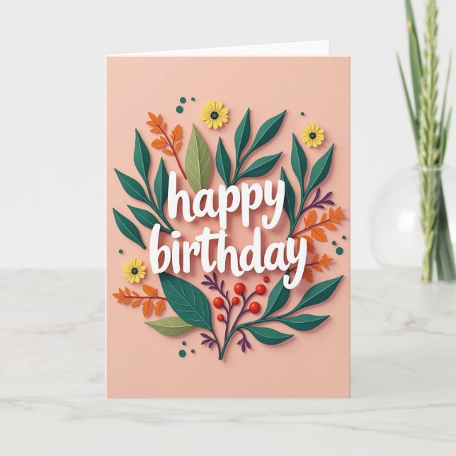 Blush Pink Birthday Papercut Card (Front)