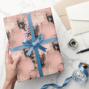 Blush Pink & Black Abstract Paint Wrapping Paper