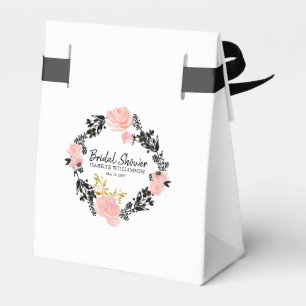 Blush Pink, Black and Gold Floral Bridal Shower Favour Box