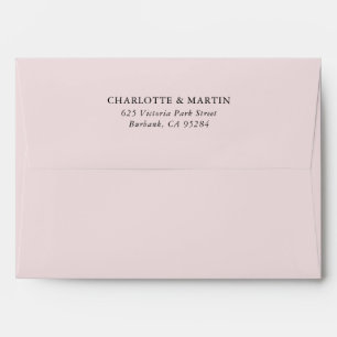 Blush Pink Black and White Stripes Return Address Envelope