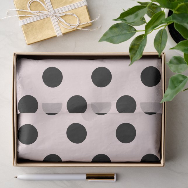 Blush Pink & Black Big Polka Dots Chic Pattern Tissue Paper (Gift)