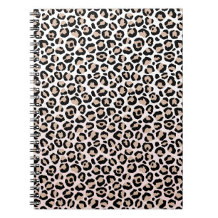 Blush Pink Black Cream Leopard Print Notebook