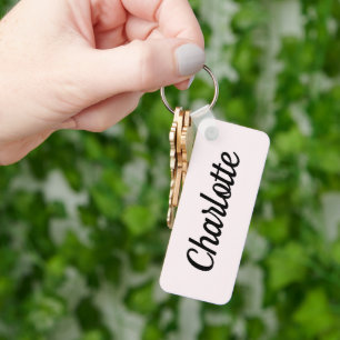 Blush Pink & Black Custom Name Key Ring