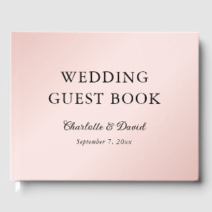 Blush Pink Black Elegant Minimalist Wedding Guest Book