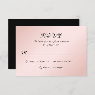 Blush Pink Black Elegant Minimalist Wedding RSVP