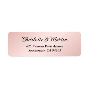 Blush Pink Black Elegant Wedding Return Address