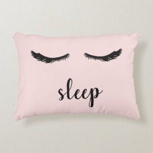 Blush Pink Black Eyelashes Decorative Cushion