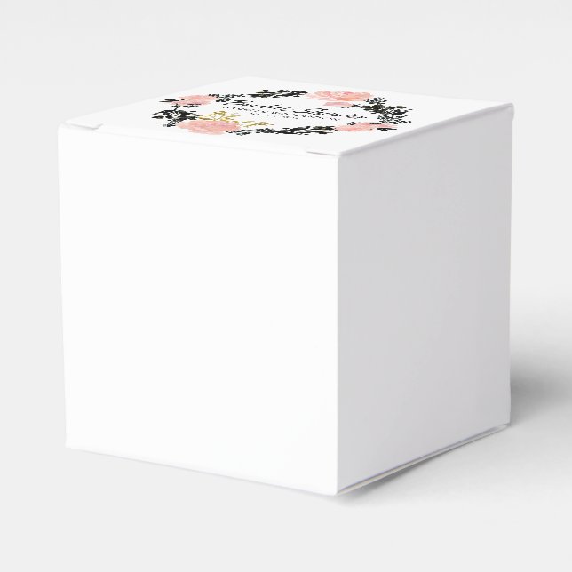 Blush Pink, Black, Gold Bridal Shower Favour Box (Front Side)