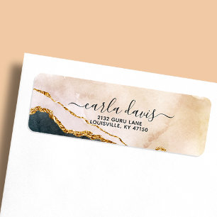 Blush Pink Black Gold Marble Business Address